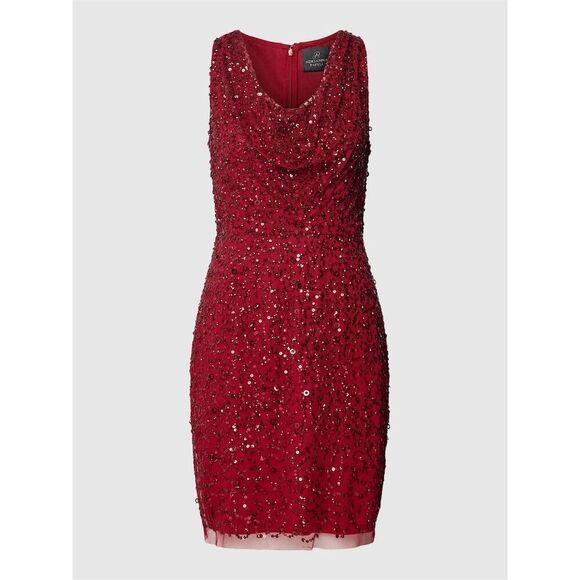 Adrianna Papell Women's Sequined Cowl Neck Sheath Dress Red Size 4​ - Picture 1 of 13